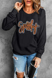 SPOOKY Rhinestone Round Neck Long Sleeve Sweatshirt - Trendsi - Flyclothing LLC