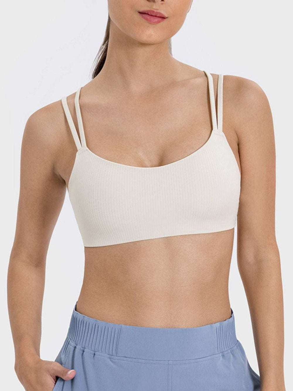 Scoop Neck Double Strap Active Cami - Trendsi - Flyclothing LLC