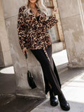 Tied Printed Collared Neck Long Sleeve Jacket - Trendsi - Flyclothing LLC