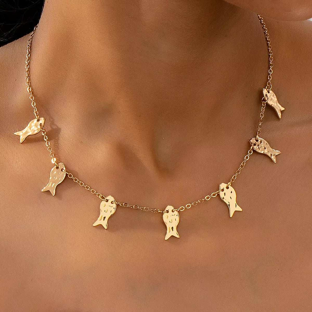 18K Gold-Plated Fish Charm Necklace - Trendsi - Flyclothing LLC