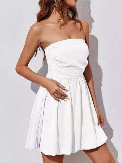 Ruched Tube Mini Dress - Trendsi - Flyclothing LLC