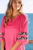 BiBi Leopard Print Contrast Tiered Sleeves Thermal Top - Trendsi - Flyclothing LLC
