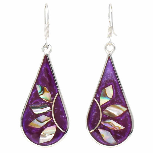 Fuschia with Abalone Petals Teardrop Earrings - Artisana - Flyclothing LLC