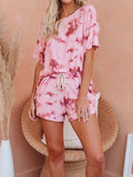 Tie-Dye Half Sleeve Top and Shorts Set - Trendsi - Flyclothing LLC