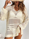Cutout Notched Long Sleeve Cover-Up - Trendsi - Flyclothing LLC