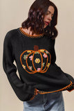 SO ME Pumpkin Floral Embroidered Thanksgiving Sweater - Trendsi - Flyclothing LLC