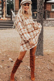 Plaid Collared Neck Long Sleeve Mini Shirt Dress - Trendsi - Flyclothing LLC
