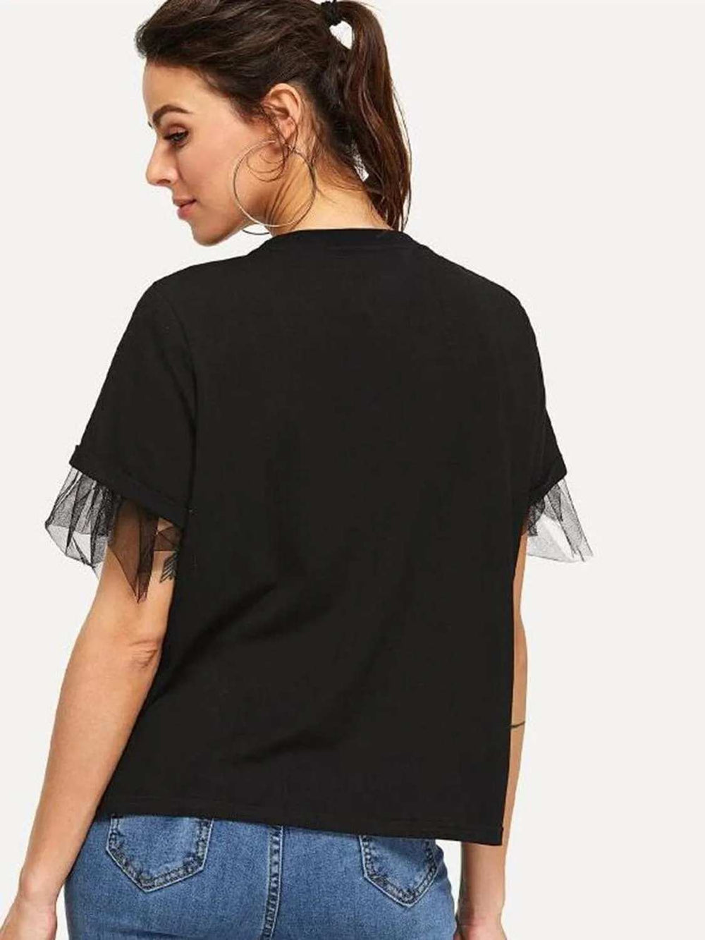 Round Neck Short Sleeve Top - Trendsi - Flyclothing LLC