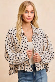 BiBi Crinkle Polka Dot Ruffled Hem Button Up Shirt Top - Trendsi - Flyclothing LLC