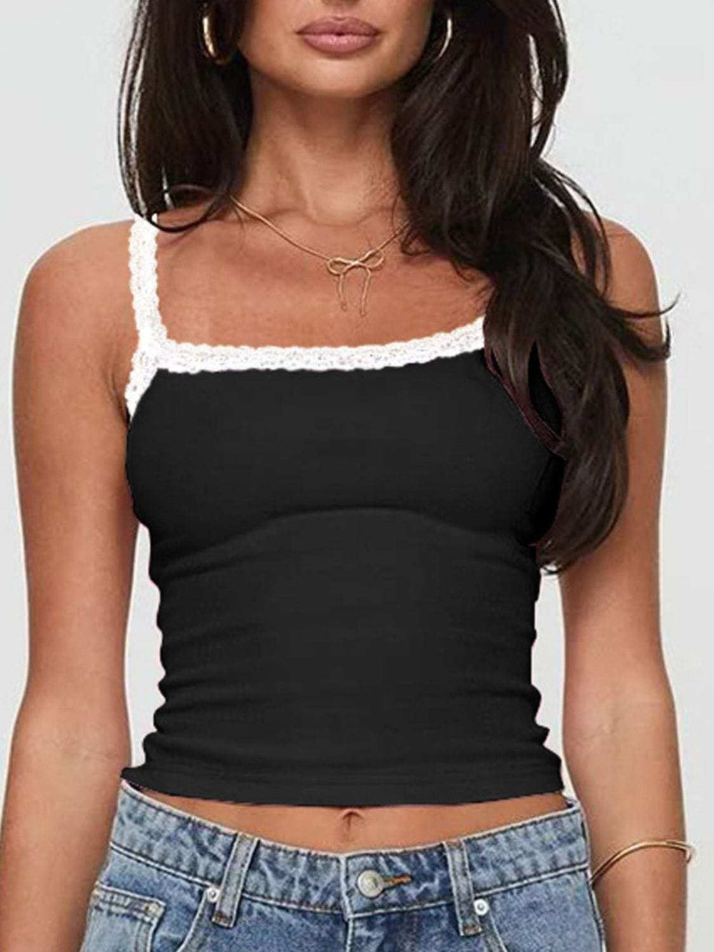 Lace Detail Cropped Cami - Trendsi - Flyclothing LLC