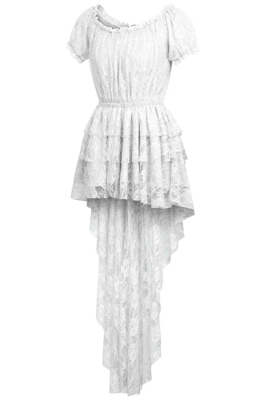 Daisy Corsets White High Low Lace Dress - Daisy Corsets - Flyclothing LLC