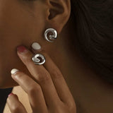 Titanium Steel Zircon Spiral Shape Earrings - Trendsi - Flyclothing LLC