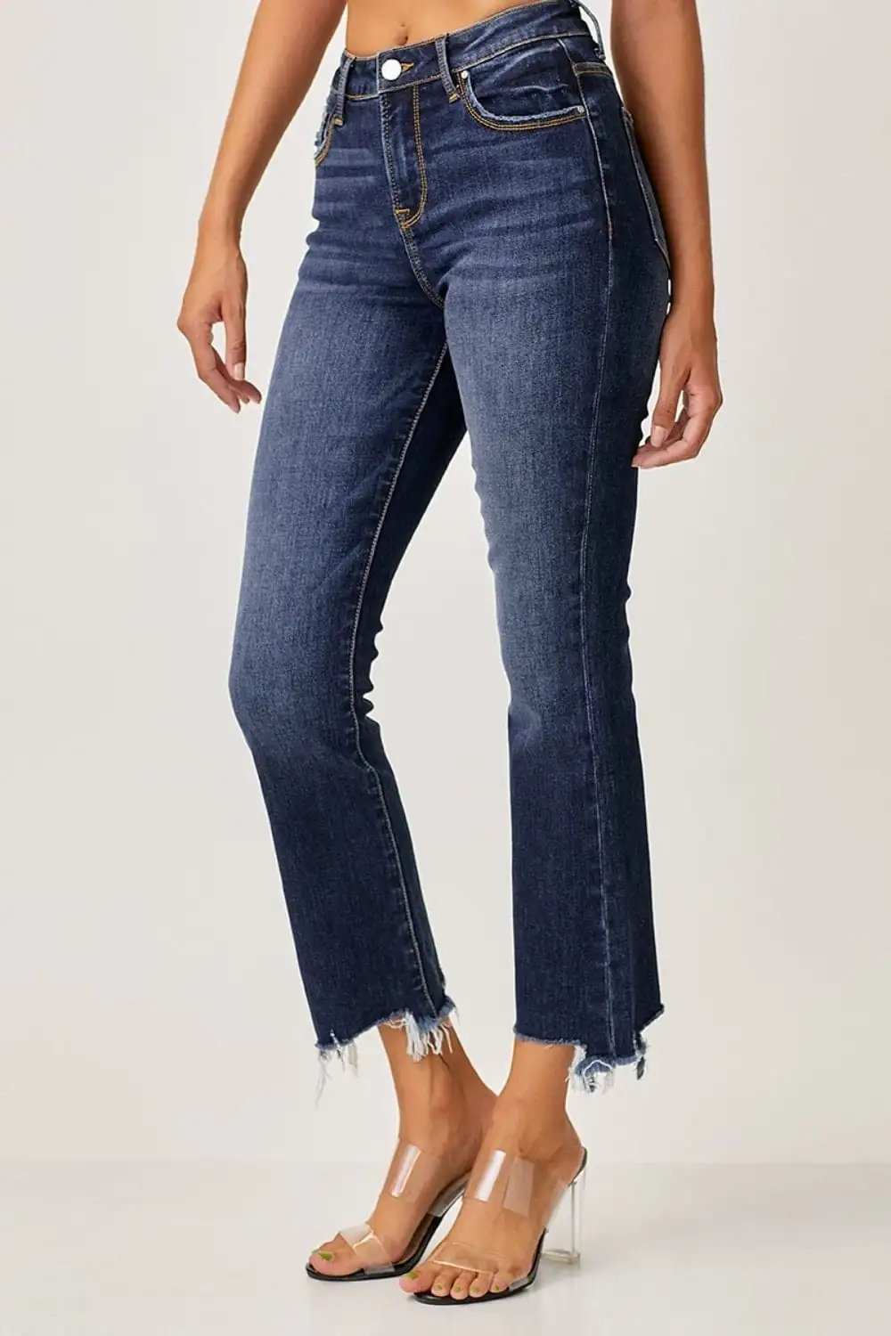 Risen Full Size Frayed Hem Cropped Straight Jeans - Trendsi - Flyclothing LLC
