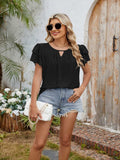 Cutout Round Neck Short Sleeve Blouse - Trendsi - Flyclothing LLC