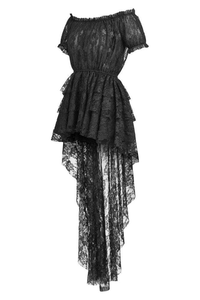 Daisy Corsets Black High Low Lace Dress - Daisy Corsets - Flyclothing LLC