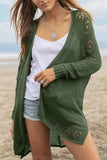 Openwork Side Slit Open Front Long Sleeve Cardigan - Trendsi - Flyclothing LLC