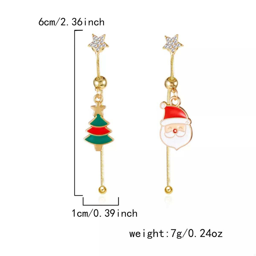 Christmas Santa Asymmetrical Drop Earrings - Trendsi - Flyclothing LLC