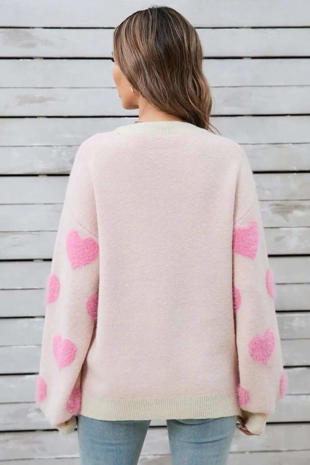 Angel Wings Heart Dropped Shoulder Long Sleeve Sweater - Trendsi - Flyclothing LLC