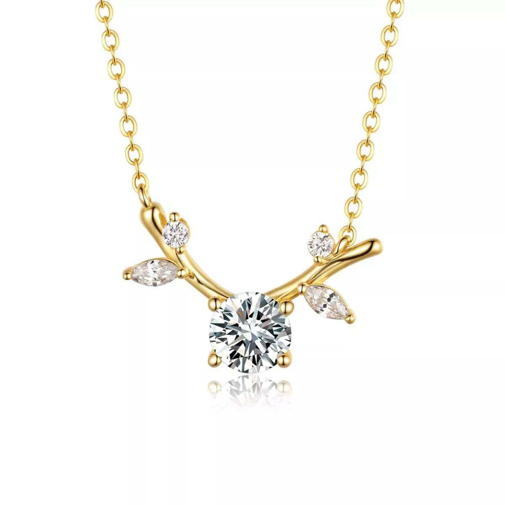 18K Gold-Plated 925 Sterling Silver Moissanite Necklace - Trendsi - Flyclothing LLC
