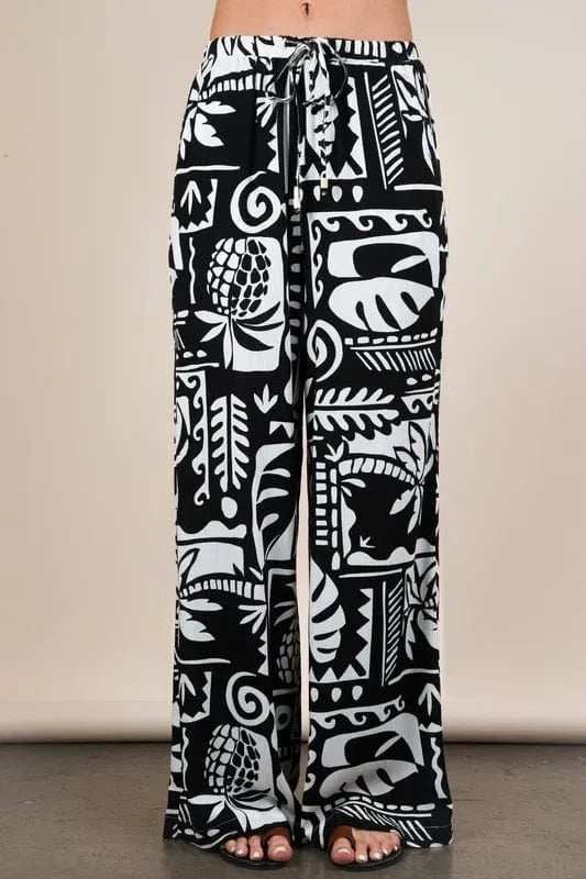 VERY J Printed Casual Wide Leg Resort Pants - Trendsi - Flyclothing LLC