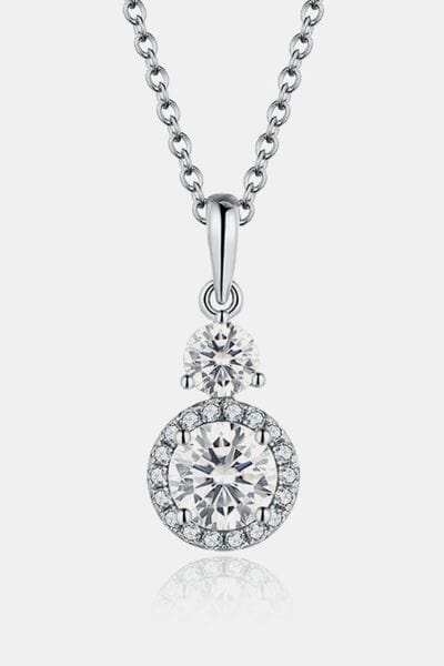 1 Carat Moissanite 925 Sterling Silver Pendant Necklace - Trendsi - Flyclothing LLC