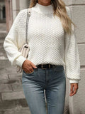 Mock Neck Long Sleeve Sweater - Trendsi - Flyclothing LLC