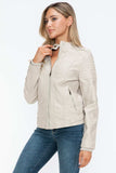 Snobbish PU Leather Biker Jacket with Side Zip Pockets - Trendsi - Flyclothing LLC