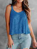 Sequin Scoop Neck Tank - Trendsi - Flyclothing LLC