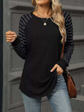 Striped Round Neck Raglan Sleeve T-Shirt - Trendsi - Flyclothing LLC