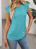 Lace Detail Round Neck Cap Sleeve Top - Trendsi - Flyclothing LLC