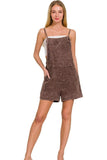 Zenana Washed Linen Knot Strap Rompers - Trendsi - Flyclothing LLC