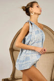 BiBi Aztec Printed Woven Tied Ribbon One Shoulder Top - Trendsi - Flyclothing LLC