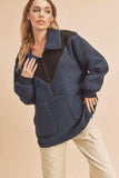 Aemi+Co Two Tone Half Zip Fleece Sweatshirt - Trendsi - Flyclothing LLC