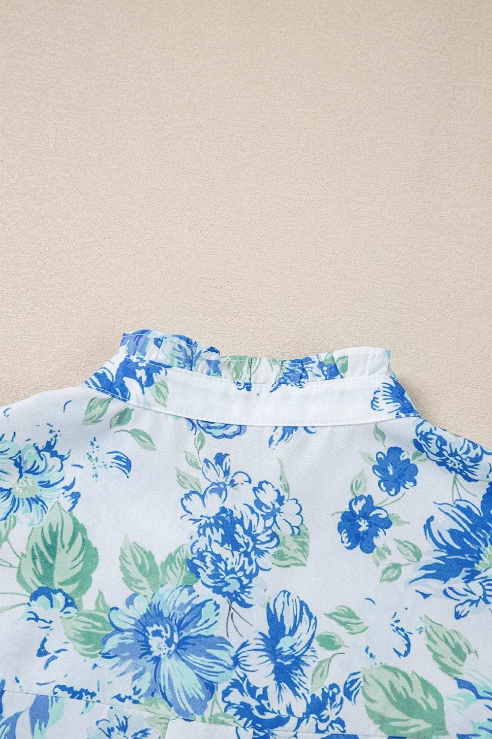 Floral Print Ruffle Sleeve Frilly Button Up Shirt - Trendsi - Flyclothing LLC