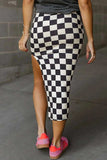 Split Checkered Midi Skirt - Trendsi - Flyclothing LLC
