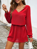 Cutout V-Neck Long Sleeve Mini Dress - Trendsi - Flyclothing LLC