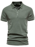 Men's Collared Neck Button Detail Short Sleeve Polo - Trendsi - Flyclothing LLC