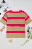 Contrast Striped Crew Neck Lightweight Knit Top - Trendsi - Flyclothing LLC
