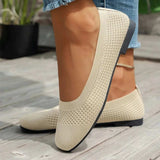 Square Toe Solid Color Mesh Slip-Ons - Trendsi - Flyclothing LLC