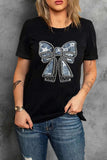 Bow Round Neck Short Sleeve T-Shirt - Trendsi - Flyclothing LLC