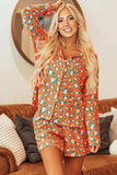 Leopard Collared Neck Long Sleeve Top and Shorts Lounge Set - Trendsi - Flyclothing LLC