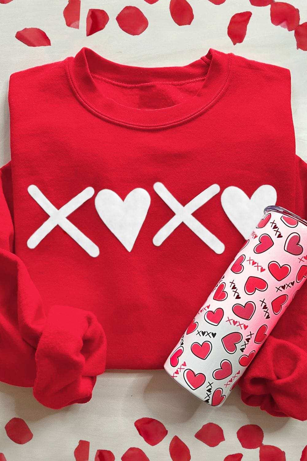 Valentine’s Day XOXO Round Neck Drop Shoulder Sweatshirt - Trendsi - Flyclothing LLC