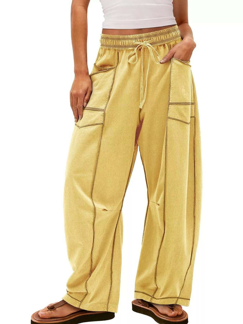 Drawstring Wide Leg Pants - Trendsi - Flyclothing LLC