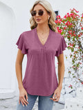 V-Neck Flutter Sleeve T-Shirt - Trendsi - Flyclothing LLC