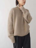 Turtleneck Dropped Shoulder Long Sleeve Sweater - Trendsi - Flyclothing LLC