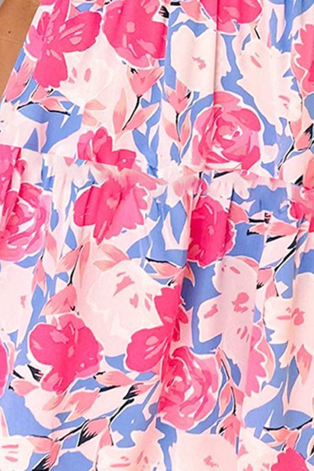 Ruffled Printed Cap Sleeve Mini Dress - Trendsi - Flyclothing LLC