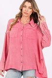 SAGE + FIG Frayed Hem Side Slit Button Down Shirt - Trendsi - Flyclothing LLC