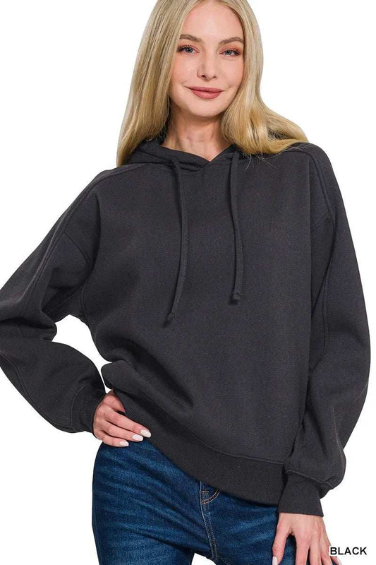 Zenana Drawstring Relaxed Fit Fleece Hoodie - Trendsi - Flyclothing LLC