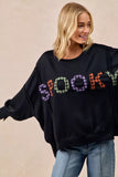 BiBi Spook Plaid Letter Print Oversized Sweatshirt - Trendsi - Flyclothing LLC
