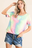 BiBi Tie Dye French Terry Print Top - Trendsi - Flyclothing LLC